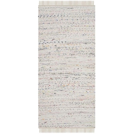 Safavieh Rag Rug Hand Woven Runner Rug- White - Multi- 2 ft. 3 in. x 5 ft. RAR121G-25